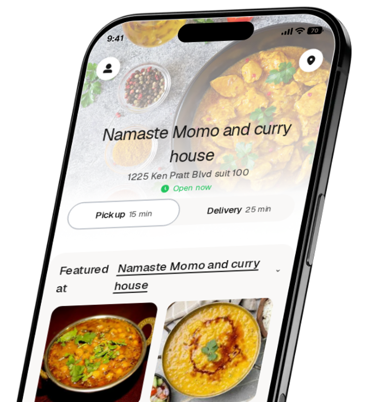Namaste Momo and curry house app preview